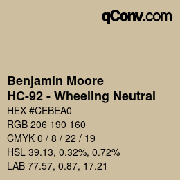 Code couleur: Benjamin Moore - HC-92 - Wheeling Neutral | qconv.com