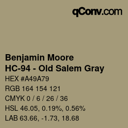 Código de color: Benjamin Moore - HC-94 - Old Salem Gray | qconv.com