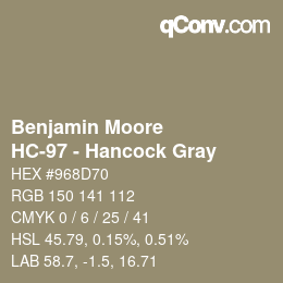 Color code: Benjamin Moore - HC-97 - Hancock Gray | qconv.com