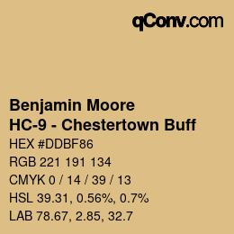 Código de color: Benjamin Moore - HC-9 - Chestertown Buff | qconv.com