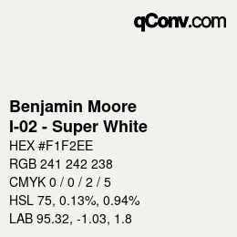 Color code: Benjamin Moore - I-02 - Super White | qconv.com