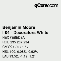 カラーコード: Benjamin Moore - I-04 - Decorators White | qconv.com