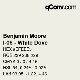 Código de color: Benjamin Moore - I-06 - White Dove | qconv.com