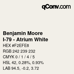 カラーコード: Benjamin Moore - I-79 - Atrium White | qconv.com