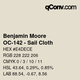 Color code: Benjamin Moore - OC-142 - Sail Cloth | qconv.com