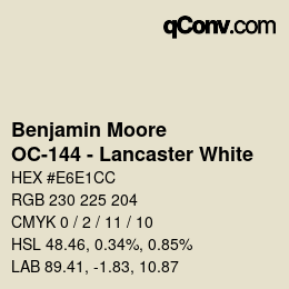 Color code: Benjamin Moore - OC-144 - Lancaster White | qconv.com