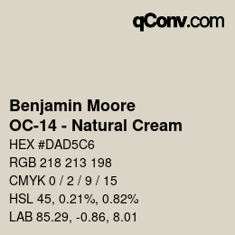 Color code: Benjamin Moore - OC-14 - Natural Cream | qconv.com