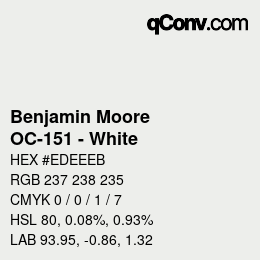 Color code: Benjamin Moore - OC-151 - White | qconv.com