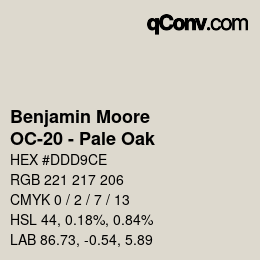 Color code: Benjamin Moore - OC-20 - Pale Oak | qconv.com