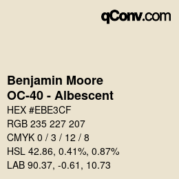 カラーコード: Benjamin Moore - OC-40 - Albescent | qconv.com