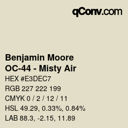 Color code: Benjamin Moore - OC-44 - Misty Air | qconv.com
