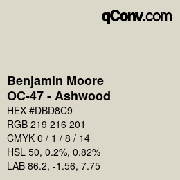 カラーコード: Benjamin Moore - OC-47 - Ashwood | qconv.com