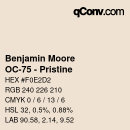 颜色代码: Benjamin Moore - OC-75 - Pristine | qconv.com