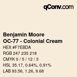カラーコード: Benjamin Moore - OC-77 - Colonial Cream | qconv.com