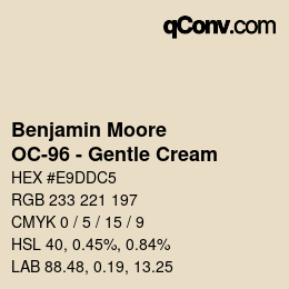 カラーコード: Benjamin Moore - OC-96 - Gentle Cream | qconv.com