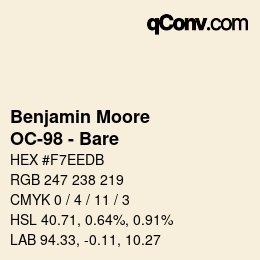 颜色代码: Benjamin Moore - OC-98 - Bare | qconv.com