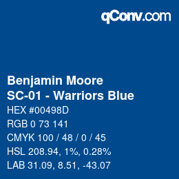 Code couleur: Benjamin Moore - SC-01 - Warriors Blue | qconv.com