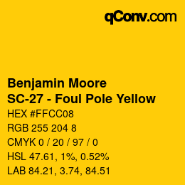 Color code: Benjamin Moore - SC-27 - Foul Pole Yellow | qconv.com