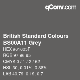 Color code: British Standard Colours - BS00A11 Grey | qconv.com