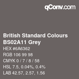 Color code: British Standard Colours - BS02A11 Grey | qconv.com