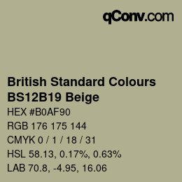 Color code: British Standard Colours - BS12B19 Beige | qconv.com