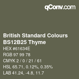 Código de color: British Standard Colours - BS12B25 Thyme | qconv.com