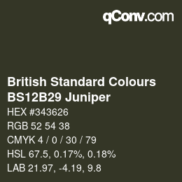 Código de color: British Standard Colours - BS12B29 Juniper | qconv.com