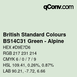 Color code: British Standard Colours - BS14C31 Green - Alpine | qconv.com