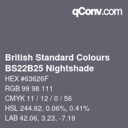 Color code: British Standard Colours - BS22B25 Nightshade | qconv.com