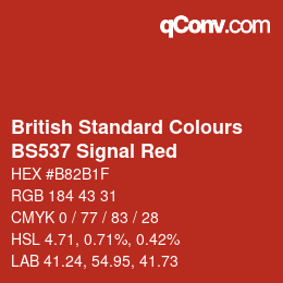Color code: British Standard Colours - BS537 Signal Red | qconv.com