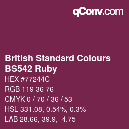 Color code: British Standard Colours - BS542 Ruby | qconv.com