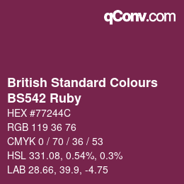 カラーコード: British Standard Colours - BS542 Ruby | qconv.com