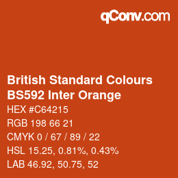 カラーコード: British Standard Colours - BS592 Inter Orange | qconv.com