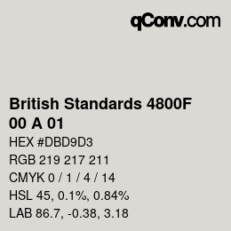 カラーコード: British Standards 4800F - 00 A 01 | qconv.com