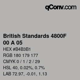 Código de color: British Standards 4800F - 00 A 05 | qconv.com