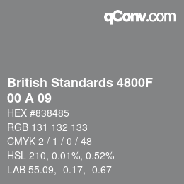 Farbcode: British Standards 4800F - 00 A 09 | qconv.com