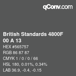 カラーコード: British Standards 4800F - 00 A 13 | qconv.com