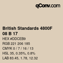 Farbcode: British Standards 4800F - 08 B 17 | qconv.com