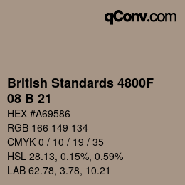 カラーコード: British Standards 4800F - 08 B 21 | qconv.com