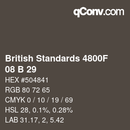 カラーコード: British Standards 4800F - 08 B 29 | qconv.com