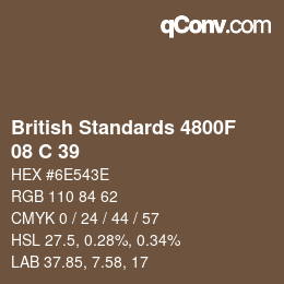 カラーコード: British Standards 4800F - 08 C 39 | qconv.com