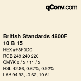 カラーコード: British Standards 4800F - 10 B 15 | qconv.com