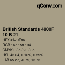 Farbcode: British Standards 4800F - 10 B 21 | qconv.com