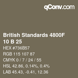 カラーコード: British Standards 4800F - 10 B 25 | qconv.com