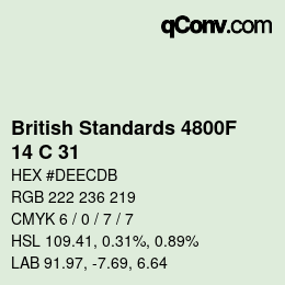 Farbcode: British Standards 4800F - 14 C 31 | qconv.com