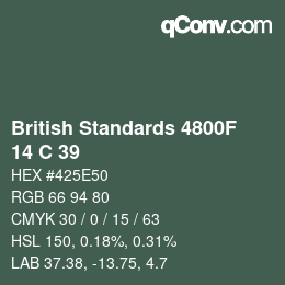 Farbcode: British Standards 4800F - 14 C 39 | qconv.com