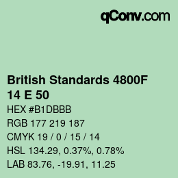 カラーコード: British Standards 4800F - 14 E 50 | qconv.com