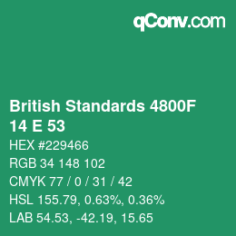 カラーコード: British Standards 4800F - 14 E 53 | qconv.com