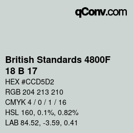 カラーコード: British Standards 4800F - 18 B 17 | qconv.com