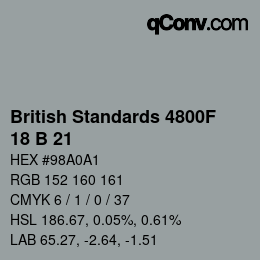 カラーコード: British Standards 4800F - 18 B 21 | qconv.com